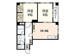 和昌ビル 2階2DKの間取り