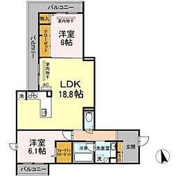 T-5FLAT 2階2LDKの間取り