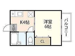 セジュール水木 1Kの間取図画像
