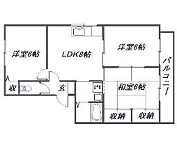 セジュール石田F 3LDKの間取図画像