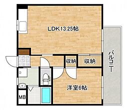 寺西第三ビル 1LDKの間取図画像