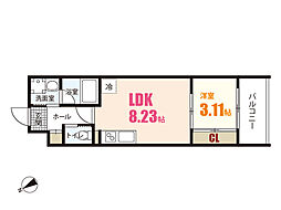 YELLSTAGE長束EAST 1階1LDKの間取り