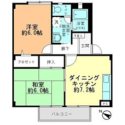 フォブール中野東 2DKの間取図画像