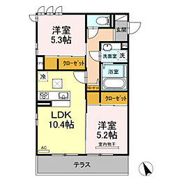 サンビレッジ三戸 2LDKの間取図画像