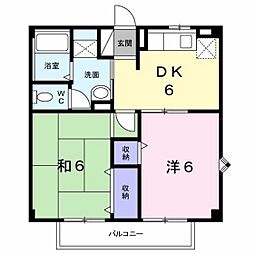 エルセトル佐方 2DKの間取図画像