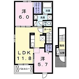 パルハーモニー2 2LDKの間取図画像