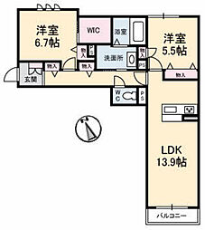 グランマスト矢賀 2LDKの間取図画像