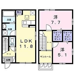 グランメゾン扇屋 1階2LDKの間取り