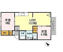 プレジール吉川A 2LDKの間取図画像