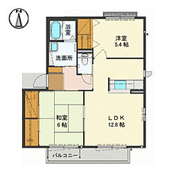 グランマスト安佐南C 2LDKの間取図画像
