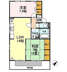 ハイライズ松本A 2LDKの間取図画像