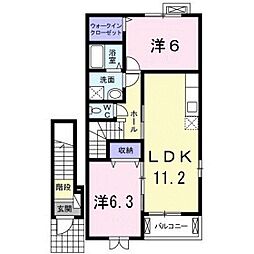 クライスB 2LDKの間取図画像