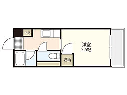 グリンハウス三篠 1Kの間取図画像
