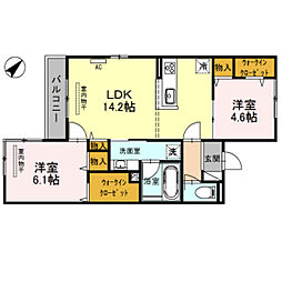 リベラ 2LDKの間取図画像