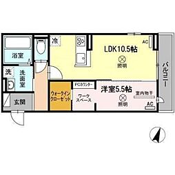 メゾンカルム 1LDKの間取図画像