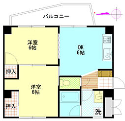 洋光ハイツ中山 2DKの間取図画像