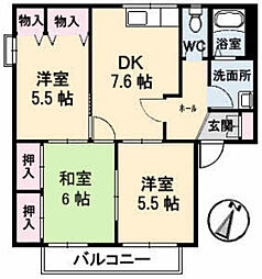 ディアス田中B 3DKの間取図画像