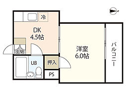丸井ビル 1DKの間取図画像