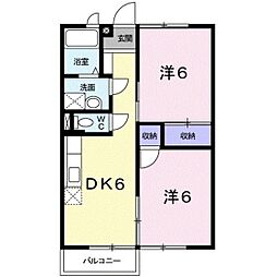 ニューグレースヒロ 2DKの間取図画像