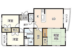 双葉ヒルズ比治山 3SLDKの間取図画像