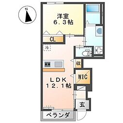 フォルマB棟 1LDKの間取図画像