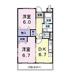 グランドハイツ深川 2DKの間取図画像