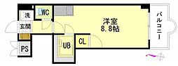 セントラルリバー祇園 ワンルームの間取図画像