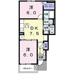 グランシャリオ3 2DKの間取図画像