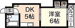 迫マンション 1DKの間取図画像