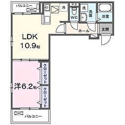 ヴィラビスタ 1LDKの間取図画像