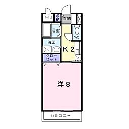 カーサ船越南 1Kの間取図画像