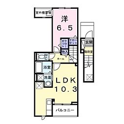 リバーサイド伴B 1LDKの間取図画像