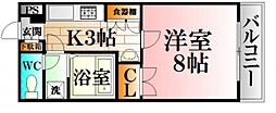 サニーコーポ武田2 1Kの間取図画像