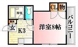 Yビル弐番館 1Kの間取図画像