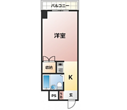 ノースウィングス ワンルームの間取図画像