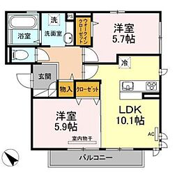 アンビエンテガーデンB 2LDKの間取図画像