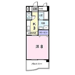 サニーヒルズK 1Kの間取図画像