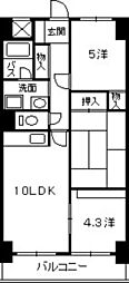 ライオンズマンション楽々園駅前 2SLDKの間取図画像