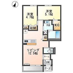 MOONRIVERB 2LDKの間取図画像