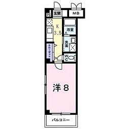コリウス 1Kの間取図画像