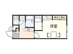 レオパレスウエストクノール 1Kの間取図画像