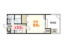 コーポさつき 1Kの間取図画像