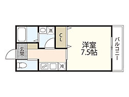 盛林レジデンス祇園A 1Kの間取図画像