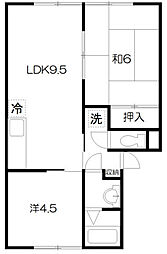 ハイツディージィーA 2LDKの間取図画像