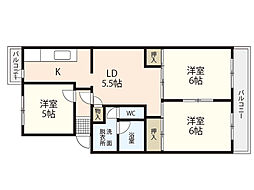 UR都市機構鈴が峰第5団地1号棟 3DKの間取図画像