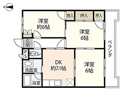 プリンス桜 3階3DKの間取り