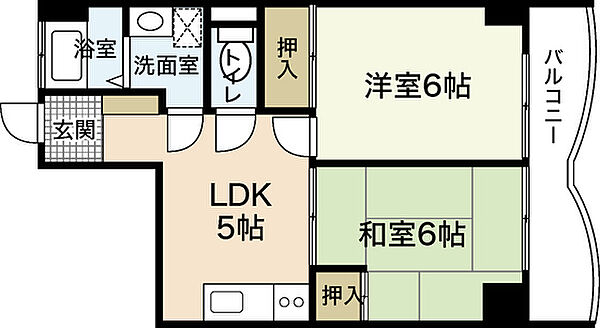 広島県広島市中区宝町(賃貸マンション2DK・3階・44.71㎡)の写真 その2