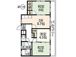 ハイツ古江 3階3DKの間取り