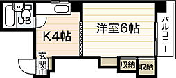 第1和秀ビル 4階1Kの間取り