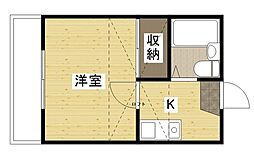 大竹レジデンス 1Kの間取図画像